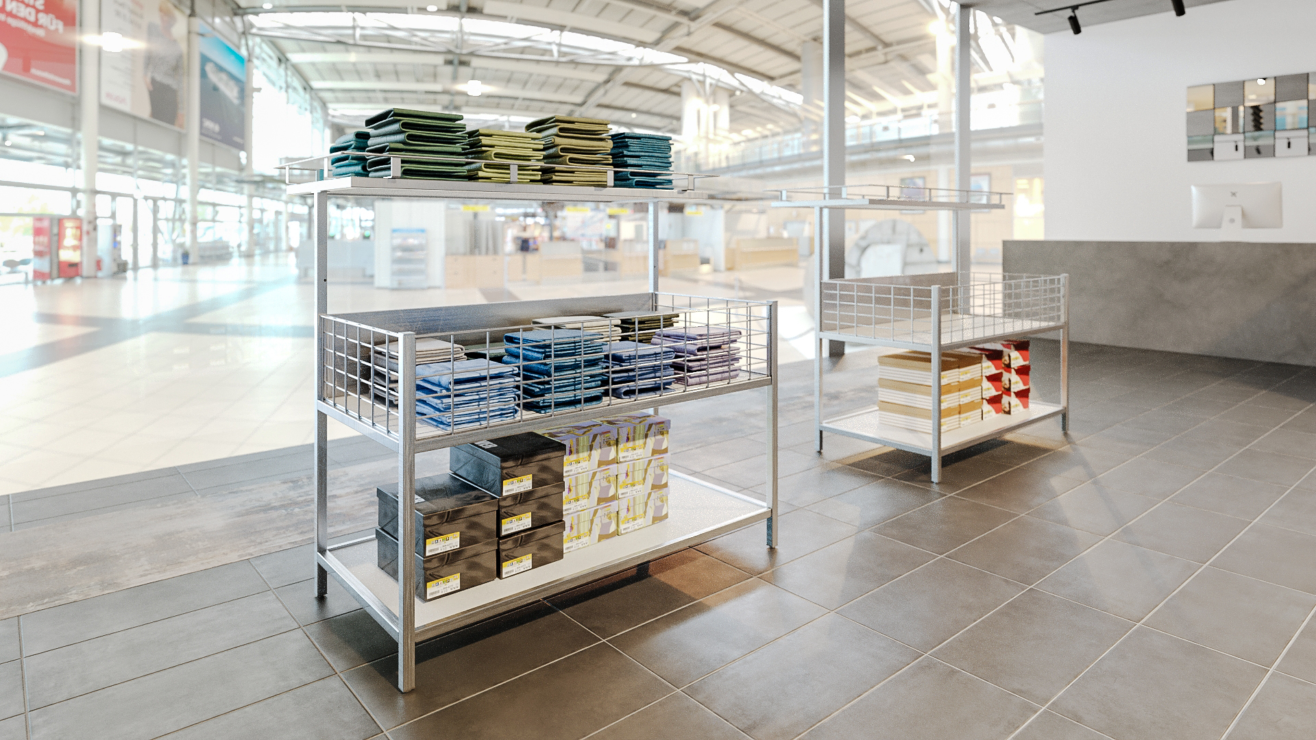 Drahtkörbe im Bekleidungsgeschäft